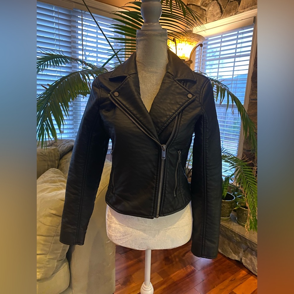 NWOT Abercrombie & Fitch Faux Leather Motto Jacket